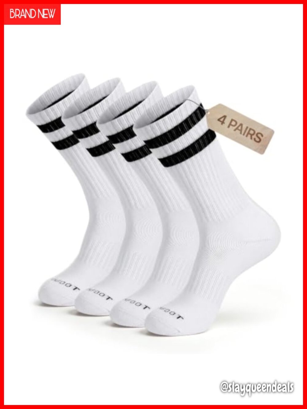 Cushioned Athletic Crew Socks Moisture-Wicking Arch Support 4 Pairs